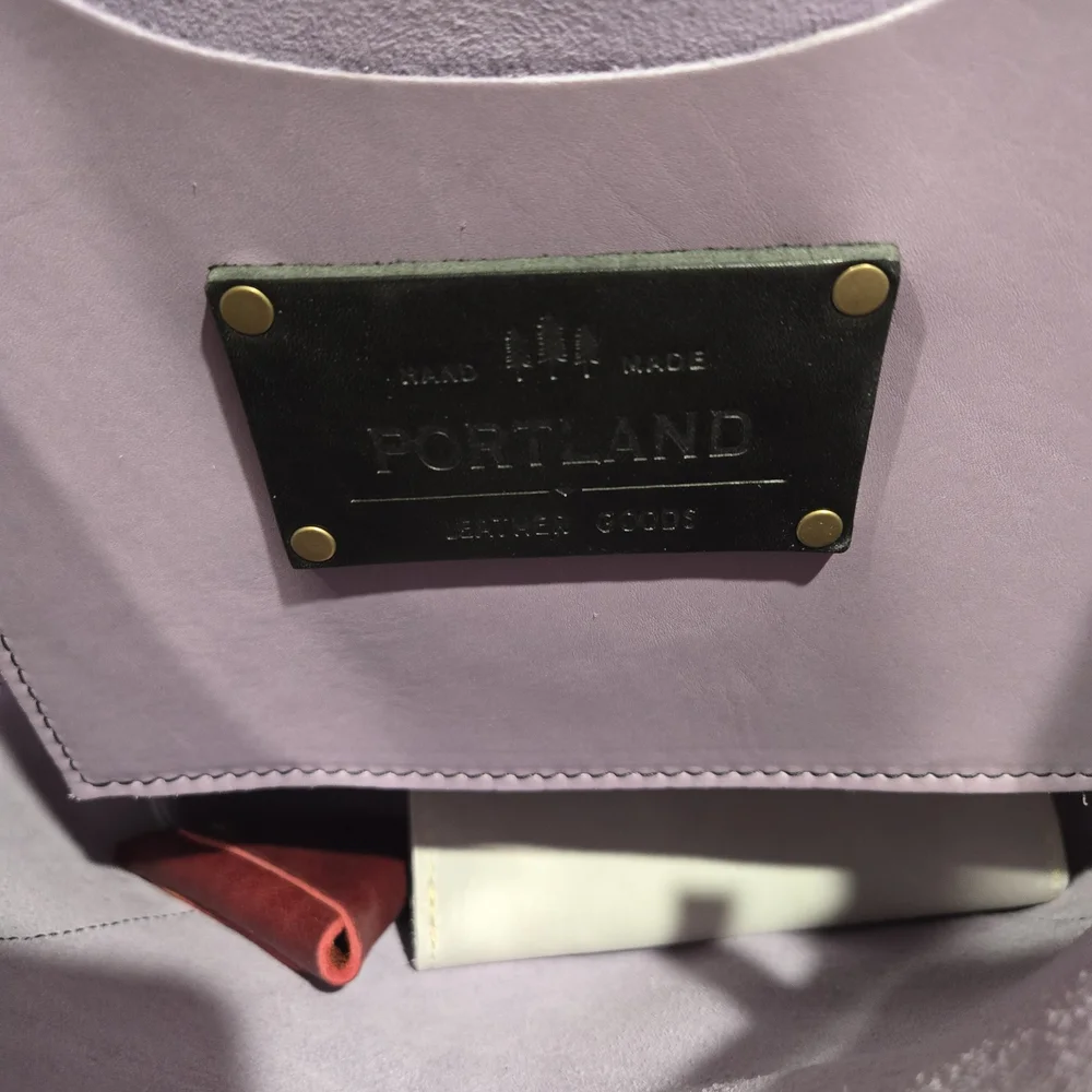 Lavender Tote Bag with Black Straps - Picture 3 of 4